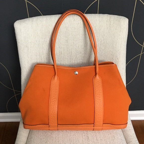 Authentic HERMES Garden Party tote PM orange canvas - Picture 2 of 15